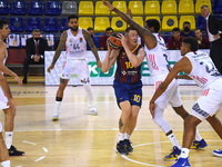 Trey Thompkins and Rolands Smits during the match between FC Barcelona and Real Madrid, corresponding to the week 5 of the Euroleague, playe...