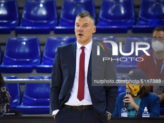 Sarunas Jasikevicius during the match between FC Barcelona and Real Madrid, corresponding to the week 5 of the Euroleague, played at the Pal...