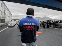 Whirpool Employees protest against the closer fabric in Naples, Italy on October 28, 2020  (