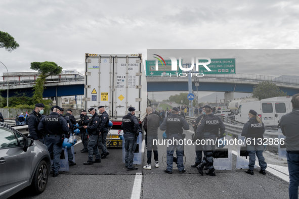 Whirpool Employees protest against the closer fabric in Naples, Italy on October 28, 2020  