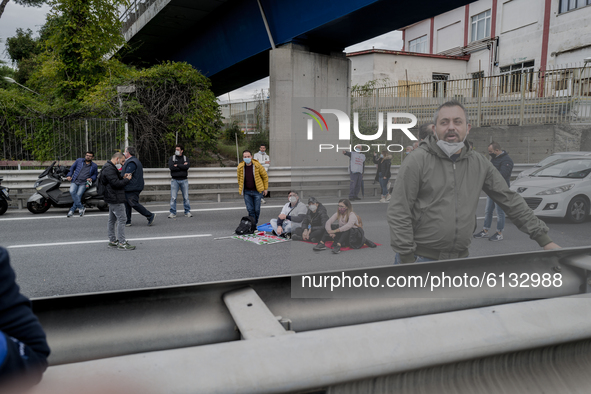 Whirpool Employees protest against the closer fabric in Naples, Italy on October 28, 2020  