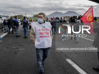 Whirpool Employees protest against the closer fabric in Naples, Italy on October 28, 2020  (