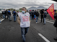 Whirpool Employees protest against the closer fabric in Naples, Italy on October 28, 2020  (