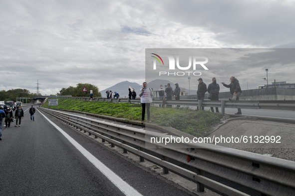 Whirpool Employees protest against the closer fabric in Naples, Italy on October 28, 2020  