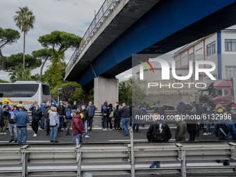 Whirpool Employees protest against the closer fabric in Naples, Italy on October 28, 2020  (