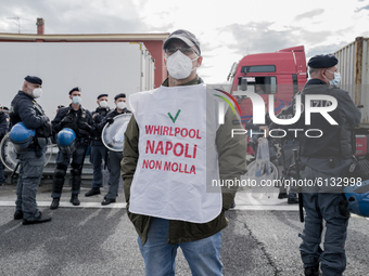 Whirpool Employees protest against the closer fabric in Naples, Italy on October 28, 2020  (