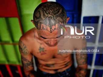 Go to http://nurphoto.com/reportages/ to see more - MARCO TORAL / 13 years in jail for drug involvement, Michael made a tattoo of the jail c...