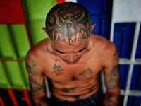 Go to http://nurphoto.com/reportages/ to see more - MARCO TORAL / 13 years in jail for drug involvement, Michael made a tattoo of the jail c...