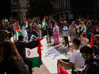 Protesters in the Plaza del Carmen square during a demonstration to demand the end of Morocco's occupation in Western Sahara, in support of...