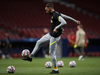 Miguel San Roman of Atletico Madrid during the warm-up before the UEFA Champions League Group A stage match between Atletico Madrid and FC B...
