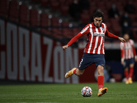 Jose Maria Gimenez of Atletico Madrid controls the ball during the UEFA Champions League Group A stage match between Atletico Madrid and FC...