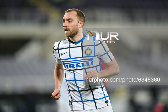 Christian Eriksen of FC Internazionale looks on during the Coppa Italia match between ACF Fiorentina and FC Internazionale at Stadio Artemio...