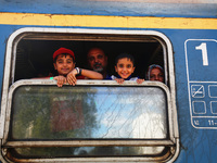 Migrants arrive by train to Hegyeshalom train station close to the Hungarian-Austrian border. Hegyeshalom, Hungary on 28 September 2015. A r...