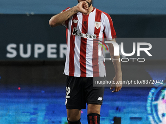 Raul Garcia of Athletic celebrates after scoring his sides first goal during the Supercopa de Espana Semi Final match between Real Madrid an...