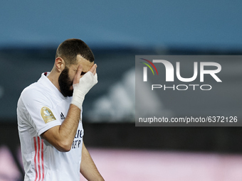 Karim Benzema of Real Madrid lament a failed occasion  during the Supercopa de Espana Semi Final match between Real Madrid and Athletic Club...