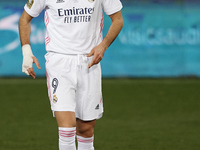 Karim Benzema of Real Madrid reacts during the Supercopa de Espana Semi Final match between Real Madrid and Athletic Club at Estadio La Rosa...