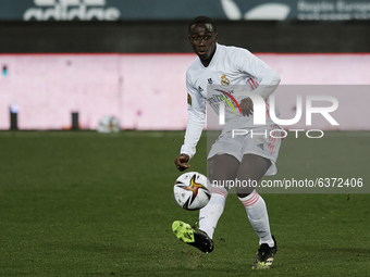 Ferland Mendy of Real Madrid does passed during the Supercopa de Espana Semi Final match between Real Madrid and Athletic Club at Estadio La...