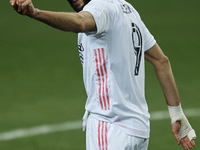 Karim Benzema of Real Madrid gestures during the Supercopa de Espana Semi Final match between Real Madrid and Athletic Club at Estadio La Ro...