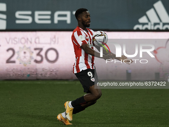 Inaki Williams of Athletic controls the ball during the Supercopa de Espana Semi Final match between Real Madrid and Athletic Club at Estadi...