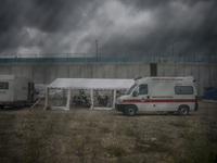Temporary tent city for migrants set up by the Italian Red Cross next to the Tiburtina train station in Rome on June 15, 2015. Hundreds of m...