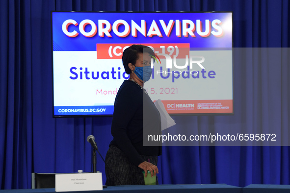 DC Mayor Muriel Bowser arrives to hold a press conference about Covid19 Vaccines, Capitol Security and Homeless Situation, today on April 05...