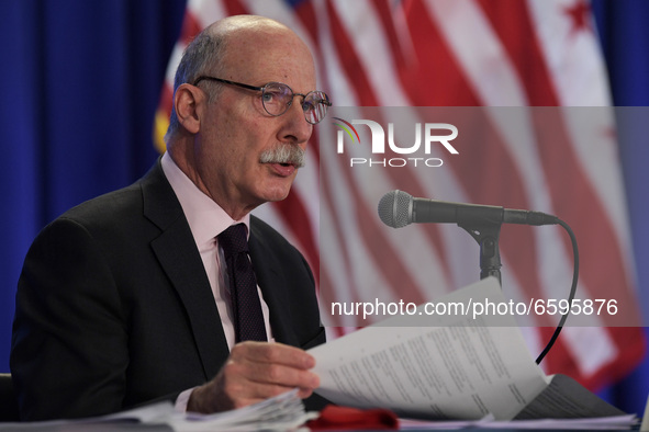 DC Council Chairman Phil Mendelson speaks during  a press conference about Covid19 Vaccines, Capitol Security and Homeless Situation, today...