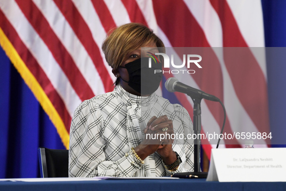 DC Director of Department of Health LaQuandra Nesbitt speaks during  a press conference about Covid19 Vaccines, Capitol Security and Homeles...