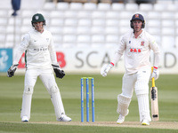  L-R Worcestershire's Ben Cox  and Essex's Dan Lawrence during  LV Championship Group 1 Day One of Four between Essex CCC and Worcestershire...