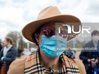 Mourners queue outside Buckingham Palace after it was announced that Britain's Prince Philip, husband of Queen Elizabeth, has died at the ag...