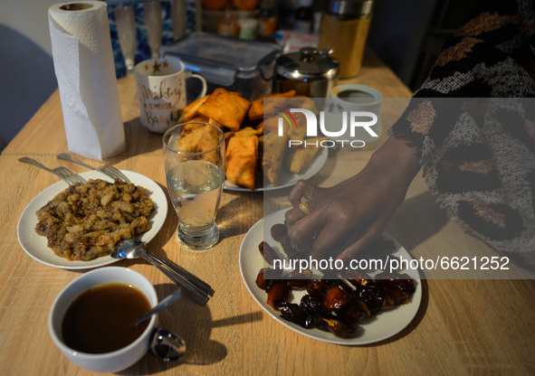 Ifrah Ahmed, a Somali-Irish living in Dublin, breaks the fast with the iftar, a traditional opening of the meal by eating three dates and ha...