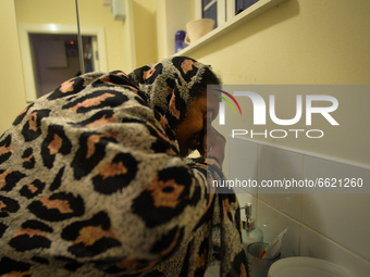 Ifrah Ahmed, a Somali-Irish living in Dublin, during Wudu ritual (the Islamic procedure that consists of washing the face, arms, then wiping...