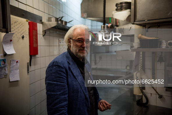 Philippe Faure-Brac, French sommelier, in the kitchen of his brasserie, which was closed due to COVID. Faure-Brac won the 1992 World's Best...