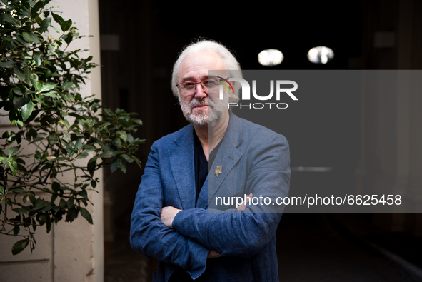 Philippe Faure-Brac, French sommelier, in the inner courtyard of his brasserie, which was closed due to COVID. Faure-Brac won the 1992 World...