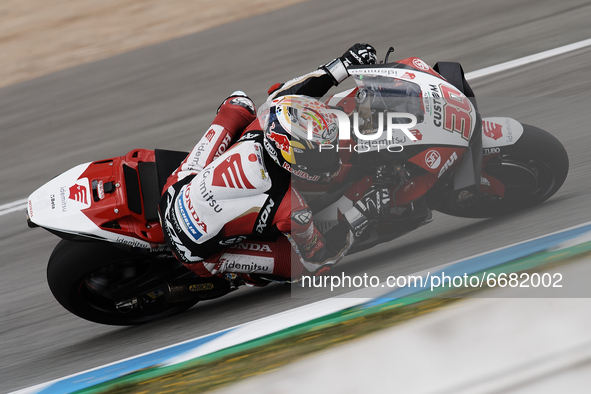 Takaaki Nakagami (30) of Japan and LCR Honda Idemitsu during the MotoGP test day at Circuito de Jerez - Angel Nieto on May 3, 2021 in Jerez...