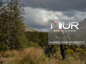 Father Krzysztof Sikora walks his dog 'Rambo' near Barnanoraun townland, near the Owenglin River.

Geographically, Roundstone parish is cons...