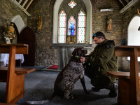 Father Krzysztof Sikora with his dog 'Rambo' seen inside Ballynahinch Church, in Emlaghdauroe, Connemara.
This former Church of Ireland chur...