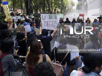 Colombian citizens join a demonstration outside the Colombian embassy in Mexico City, Mexico, on May 6, 2021, to express their anger against...