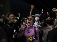 Demonstrators attempt to enter ground zero on Tláhuac Avenue after the collapse of Metro line 12 on the night of May 3 between Tezonco and O...