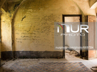 Testimonials written on the walls of all migrants moved from here, in Mortola Superirio, Case Gina, an historic site storage of migrants, in...