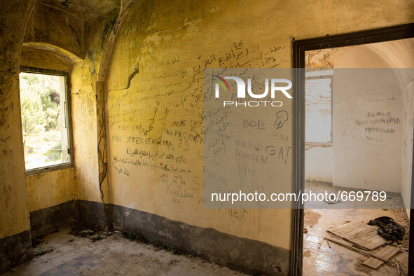 Testimonials written on the walls of all migrants moved from here, in Mortola Superirio, Case Gina, an historic site storage of migrants, in...