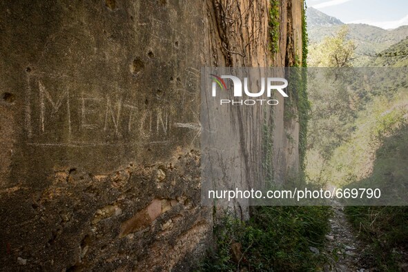 Testimonials written on the walls of all migrants moved from here, in Mortola Superirio, Case Gina, an historic site storage of migrants, in...