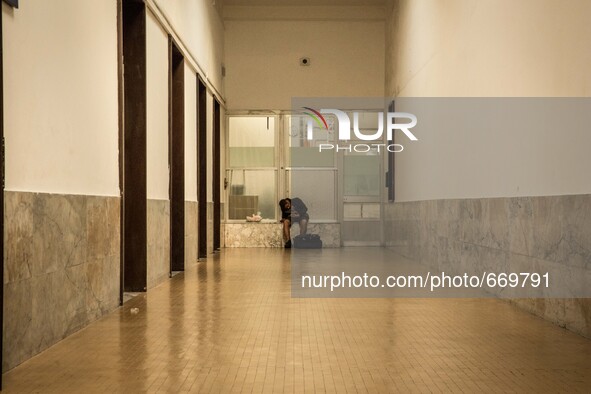 Migrant in Ventimiglia's train station, on the French-Italian border, on June 23, 2015. The situation of migrants camped in Ventimiglia has...