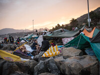 Migrants in the city of Ventimiglia, on the French-Italian border, on June 23, 2015. The situation of migrants camped in Ventimiglia has not...