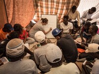 Italian and French temporary School organized by anarchist collectives, in the city of Ventimiglia at the French-Italian border, on June 25,...