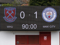  Scoreboard shows final result during  Barclays FA Women's Super League  match between West Ham United Women and Manchester City  at The Chi...