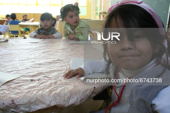 Students from a preschool, in Mexico receive classes during the back-to-school period to continue their studies in Mexico City, Mexico , on...