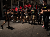 Students during a protest at the center in Athens, Greece, on May 27, 2021. (