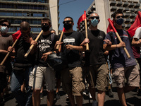 Students during a protest at the center  in Athens, Greece, on May 27, 2021. (