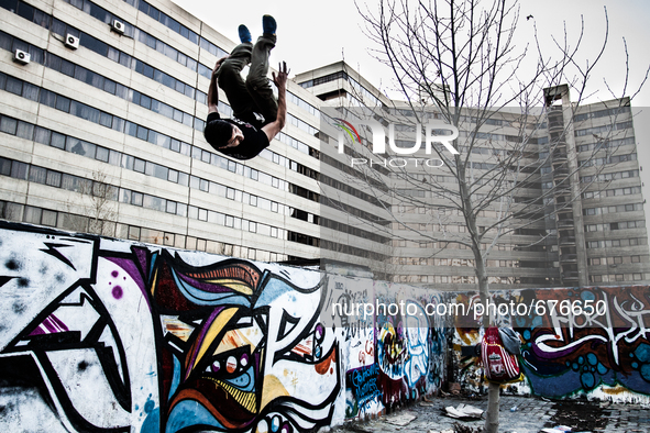 Parkour performer in Ekbatan. 