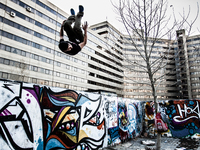 Parkour performer in Ekbatan. (